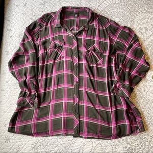 TORRID PLAID CHALLIS CAMP SHIRT-5X